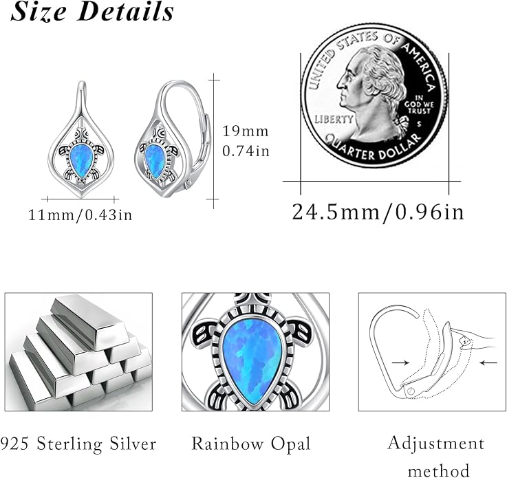 Cute Animal Leverback Earring 925 Sterling Silver Summer Bohemia Beach Theme Earrings for Women