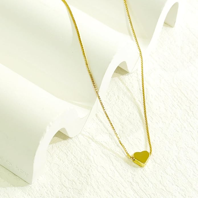 HERIER Cute Heart Necklace Dainty 18k Gold Plated Tiny Heart Pendant Choker Necklaces Small Gold Love Open Heart Chain Necklace for Women Simple Gold Necklace for Women Trendy Jewelry