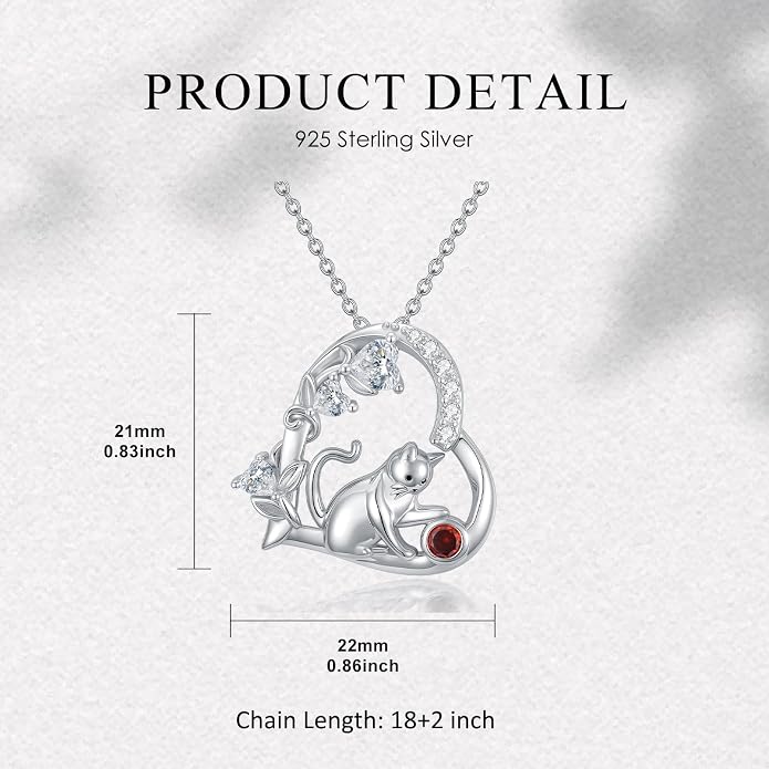 PELOVNY Teddy Bear Necklace for Women 925 Sterling Silver Bear/Highland Cow/Fox/Cat/Axolotl Birthstone Necklace Christmas Birthday Jewelry Gifts for Mom Daughter Wife Sister