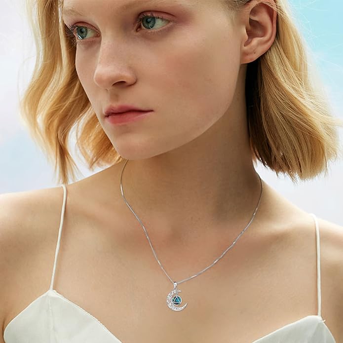 Sobriety Alcoholics Anonymous Necklace Sterling Silver AA Thors Hammer/Moon Pendant Recovery Symbol Jewelry for Women Her