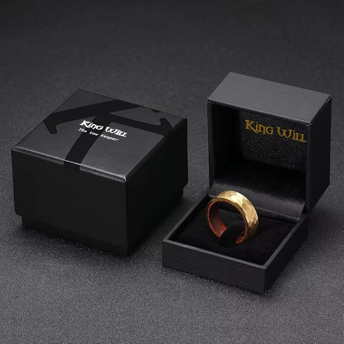 King Will Hammered 8mm Silver Tungsten Ring Hammer Men Wedding Band Comfort Fit