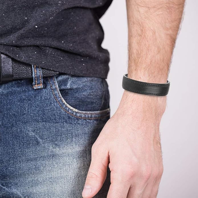 Mens Genuine Leather Bracelet - Handmade Adjustable Leather Cuff Bracelet punk Style leather wrap Wristband for Men
