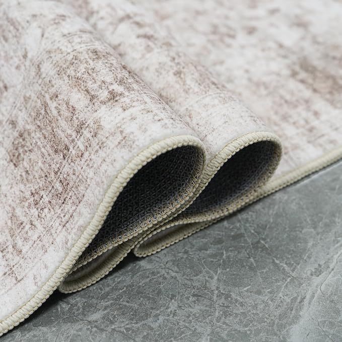 Machine Washable 12x15 Area Rug - Ultra Large Vintage Rugs with Non Slip Rubber Backing Stain Resistant Carpet for Bedroom Dining Room Indoor Soft Carpets Home Decor Flooe Mat 12x15 Beige Brown