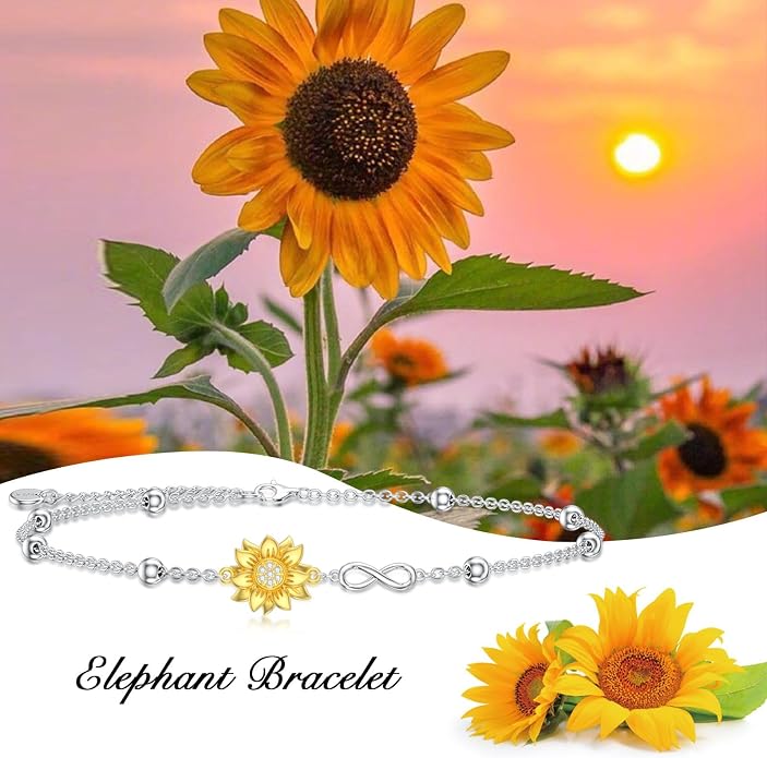 Ankle/Bracelet for Women Sterling Silver Sea Turtle/Butterfly/Mustard Seed/Sister/Sunflower/Elephant Gifts for Birthday Summer Beach Jewelry for Mom Wife Daughter Friend