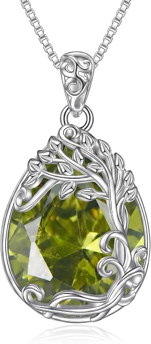 Teardrop Moonstone Necklace for Women Tree of Life/Filigree Birthstone Pendant Necklace Jewelry
