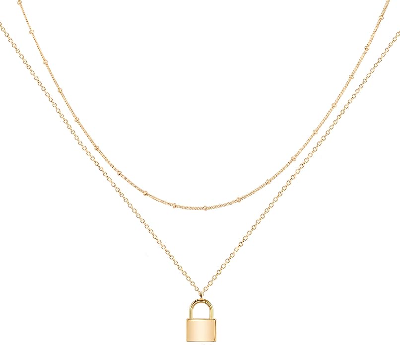 MEVECCO Layered Heart Necklace Pendant Handmade 18k Gold Plated Dainty Gold Choker Arrow Bar Layering Long Necklace for Women