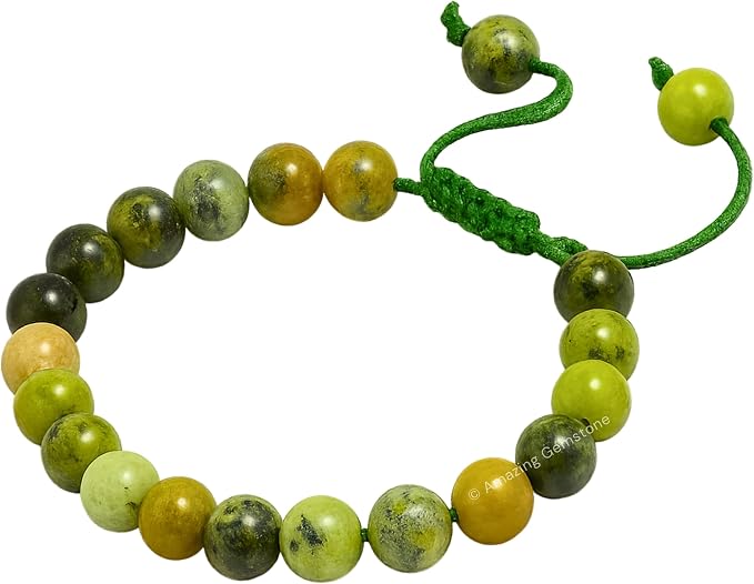 Amazing Gemstone Chrysoprase Bracelet, Gifts for Men & Women - Protection Healing Crystal Bracelet - 8mm Gemstone Beaded Adjustable Bracelet, Pulseras para Hombres Mujer Stocking Stuffers