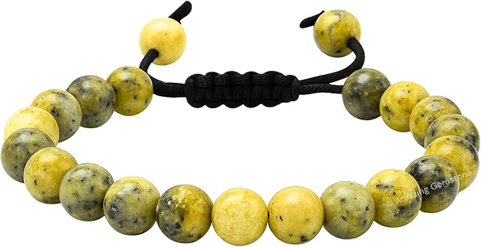Amazing Gemstone Serpentine Bracelet, Gifts for Men & Women - Protection Healing Crystal Bracelet - 8mm Gemstone Beaded Adjustable Bracelet, Pulseras para Hombres Mujer Stocking Stuffers