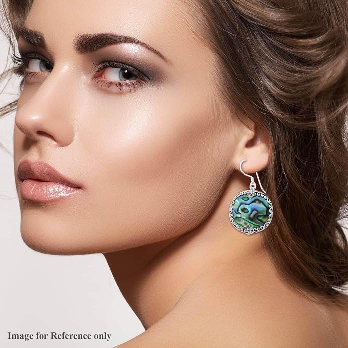 Abalone Shell Dangle Earrings for Women Sterling Silver 925 - Unique Vintage Beach Boho Earrings - Costume Jewelry Anniversary Birthday Christmas Gifts for Womens