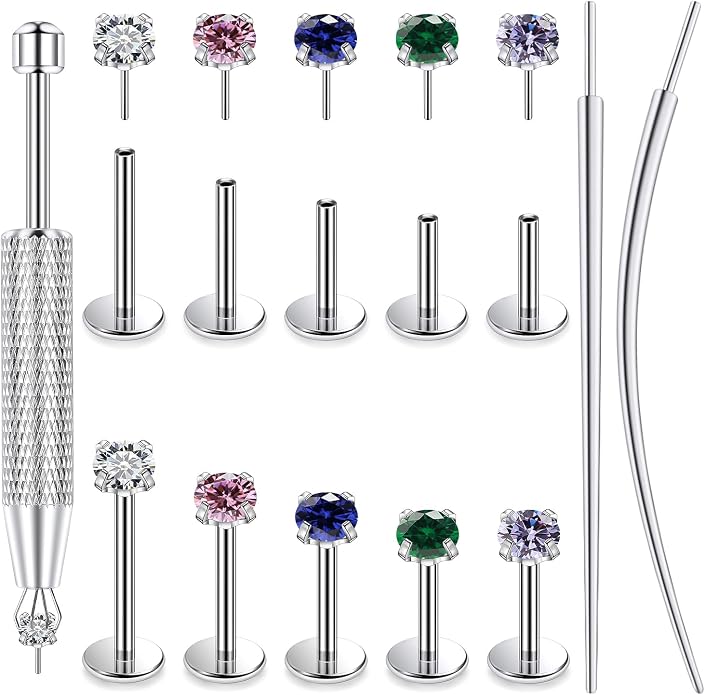 F136 Titanium 20/18/16g Threadless Earrings Nose Rings Lip Medusa Studs 6/7/8/10mm Piercing Jewelry for Women Men