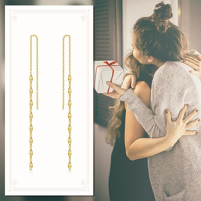 VONALA Moon Star Threader Earrings Sterling Silver Long Earrings for Women Hypoallergenic Tassel Chain Earrings for Teen Girls