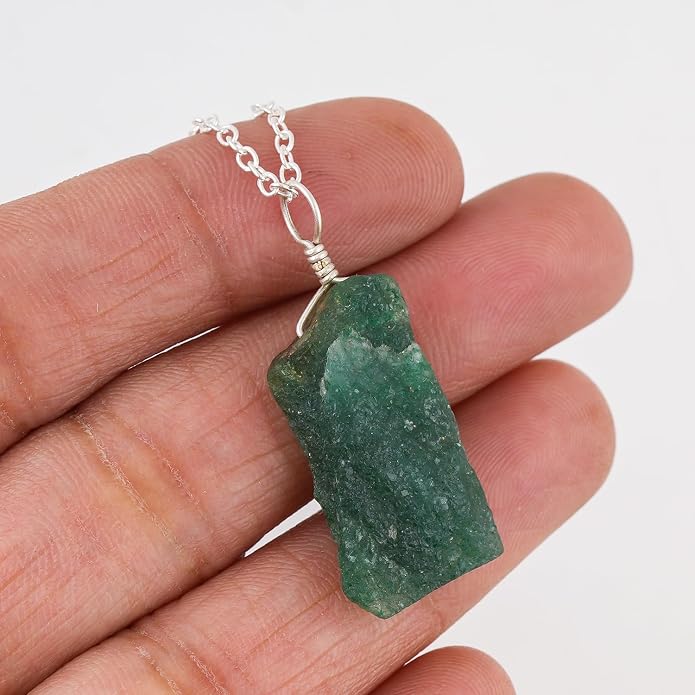 Natural Raw Gemstones Pendant Necklace, Rough Stones Dainty Jewelry, Handmade Bohemian Jewelry, Silver Plated Chain, Healing Crystals, Christmas Gift for Women