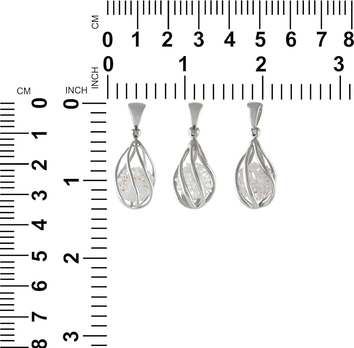 Starborn Gemstone teardrop Style Cage Pendant Sterling Silver