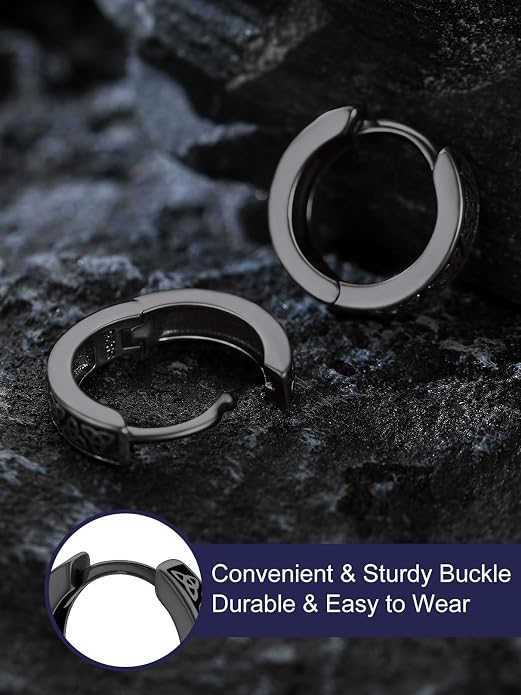 Bandmax 925 Sterling Silver Black Huggie Hoop Earrings 10mm Small Hypoallergenic Cartilage Piercing Jewelry for Women Men Gift
