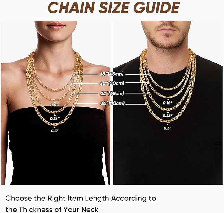 VNOX Paperclip Necklace for Men Women, 4.5/6.5/7mm Solid Diamond-Cut Chunky Stainless Steel Anchor Link Chain Mens Necklaces Jewelry Gifts, 18/20/22/24 Inchs