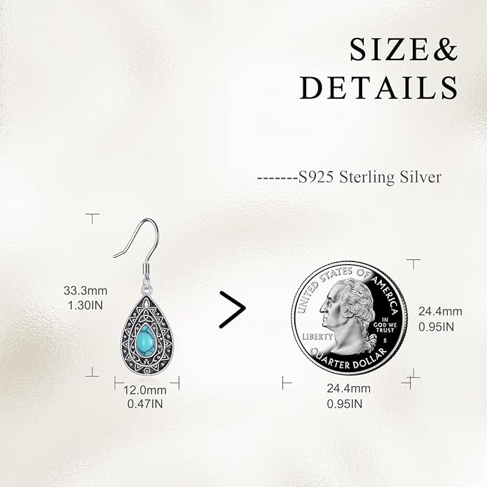 925 Sterling Silver Leverback Earrings Vintage Filigree Dangle Drop Earrings Jewelry Birthday Gifts for Women