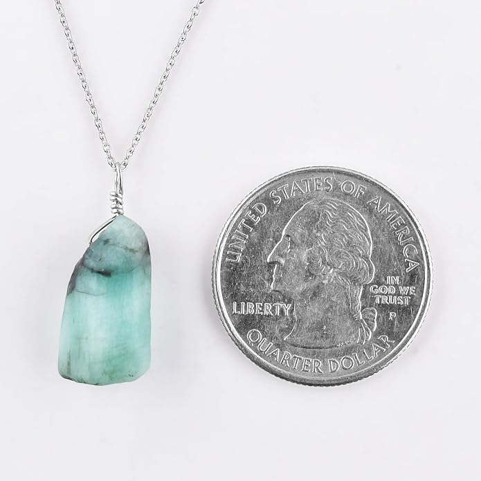 Raw Gemstone Dainty Pendant Necklace for Women, Trendy Healing Chakra Crystal, Birthstone Handmade 925 Sterling Silver Adjustable 18 inch Chain Jewelry, Birthday Gifts