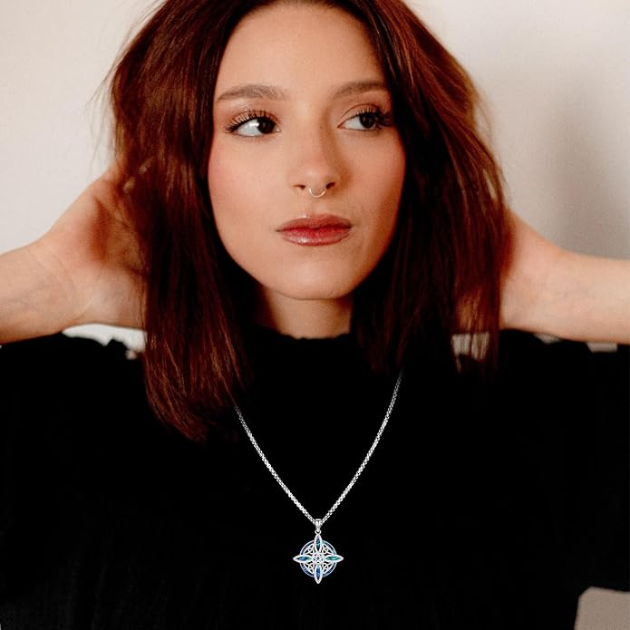 Witchy Jewelry for Women Men Nudo De Bruja Plata 925 Original Witches Knot Necklace Tetragrammaton Hecate Necklace Lilith Necklace Pentagram Necklace Cat Necklace Triple Moon Goddess Pendant Necklace