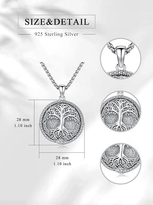 Viking Necklace for Men 925 Sterling Silver Viking Wolf/Thors Hammer/Vegvisir/Tree of Life/Compass Pendant Norse Necklace Amulet Talisman Christmas Gifts for Him Her