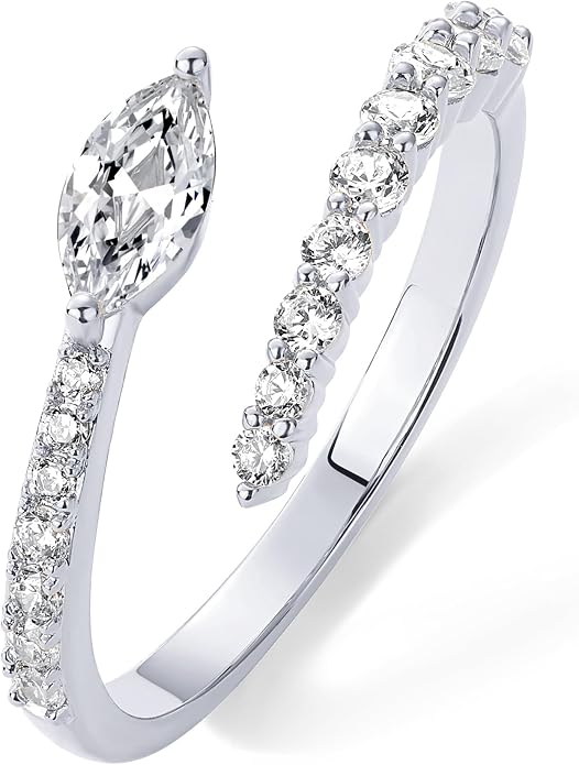 PAVOI 14K Gold Plated Cubic Zirconia Crossover Stackable Ring for Women | Marquise CZ Open Twist Eternity Band