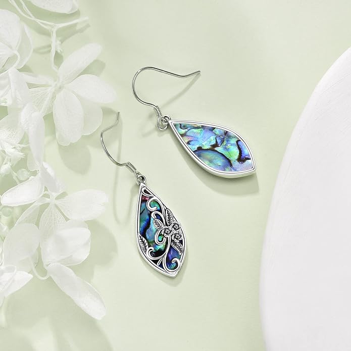Silver Earrings for Women Sterling Silver Filigree Earrings Teardrop Dangle Drop Filigree Bohemia Jewelry Gift for Women Mother Mom
