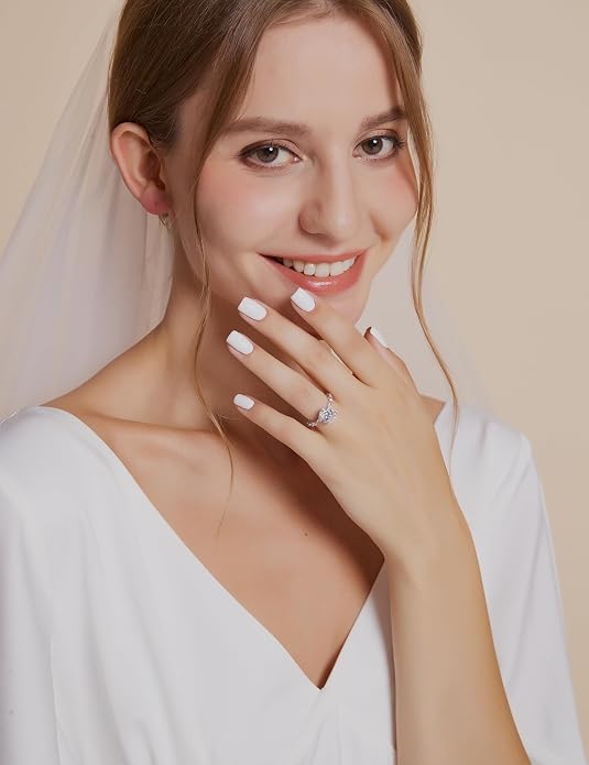 EAMTI 3 Carats 925 Sterling Silver Ring Oval Cut Cubic Zirconia Engagement Solitaire Marquise Promise Ring for Women Size 3-13
