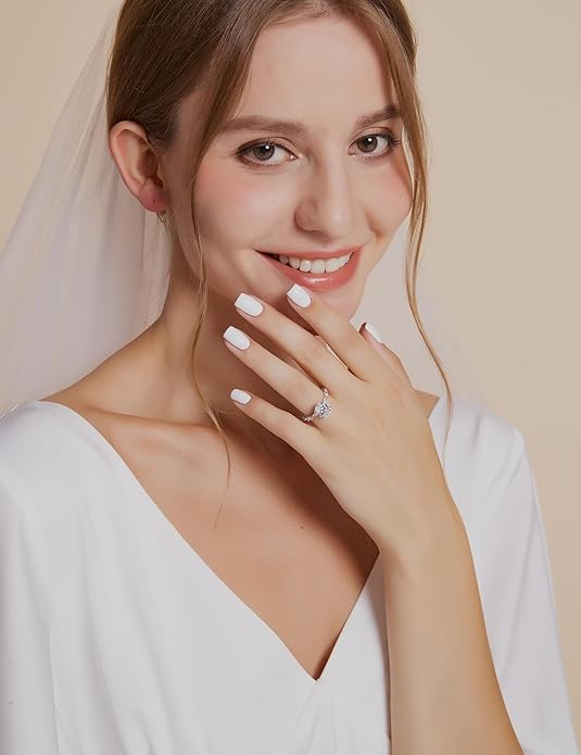 EAMTI 3 Carats 925 Sterling Silver Ring Oval Cut Cubic Zirconia Engagement Solitaire Marquise Promise Ring for Women Size 3-13