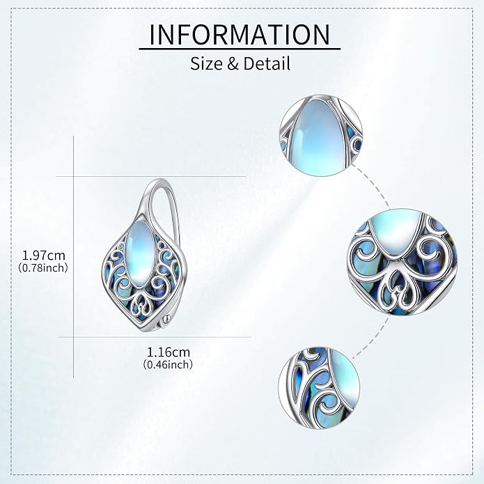 Moonstone Abalone Shell Earrings 925 Sterling Silver Dragonfly/Hummingbird/Butterfly/Lotus/Filigree Hoop Leverback Earrings Jewelry Gifts for Women