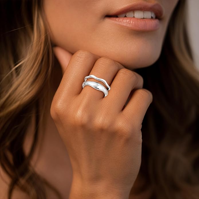 Gold Rings for Women Men Non Tarnish, Waterproof Chunky 14K Gold Plated Dainty Stackable Rings Trendy Statement Pinky Thumb Rings Engagement Eternity Wedding Band Ring Stacking Gold Jewelry Size 3 4 5 6 7 8 9 10 11