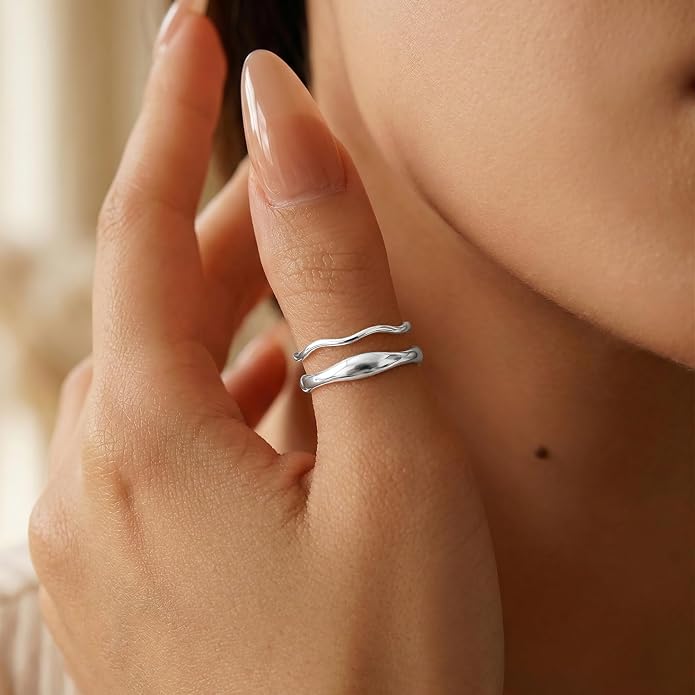 Gold Rings for Women Men Non Tarnish, Waterproof Chunky 14K Gold Plated Dainty Stackable Rings Trendy Statement Pinky Thumb Rings Engagement Eternity Wedding Band Ring Stacking Gold Jewelry Size 3 4 5 6 7 8 9 10 11