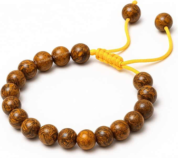 Amazing Gemstone Mariyam Jasper Bracelet for Women Men's Gifts - Protection Healing Crystal Bracelet - 8mm Gemstones Beaded Adjustable Bracelet Pulseras para Hombres Mujer Stocking Stuffers