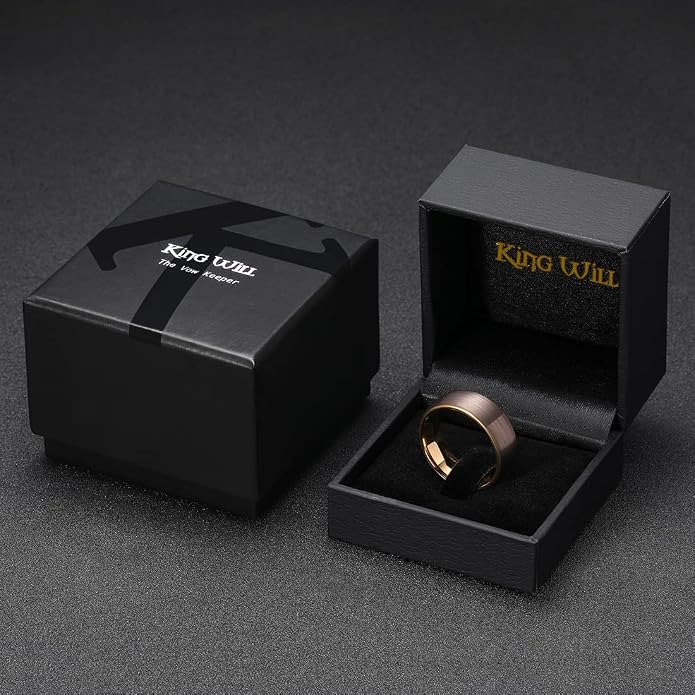 King Will Wedding Band for Men Women, 2/4/6/7/8mm Domed Matte Brushed Tungsten Carbide Rings, Solid/Dual Color Engagement Rings, Comfort Fit