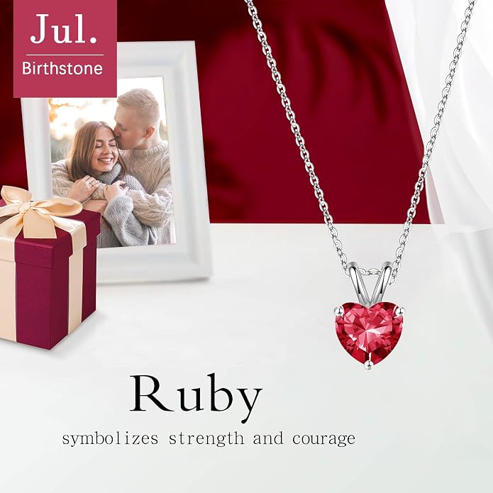 SMILEST Dainty Heart Birthstone Necklace for Women, 925 Sterling Silver Necklace Sparkling Heart Pendant, Anniversary Birthday Gifts for Women Mom Wife Daughter Girlfriend Grandma
