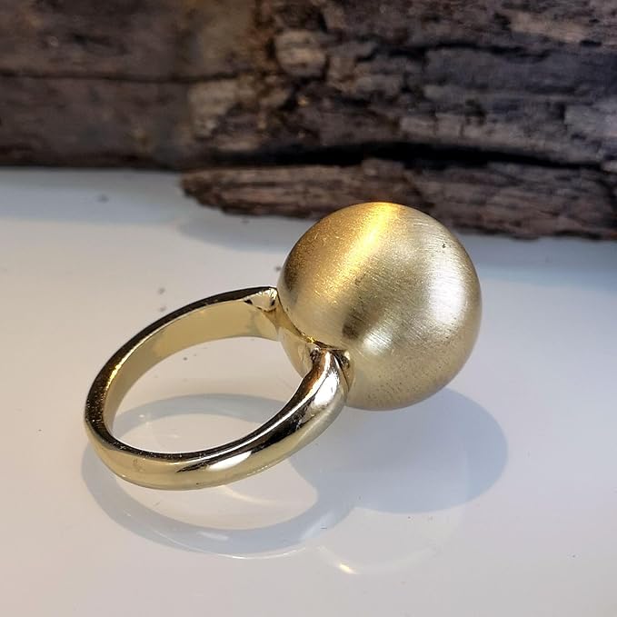 Minimalist Ball Statement Ring for Women Silver Gold Plated Shiny Glamour Dome Ball Ring Women Chunky Dome Ring 18K Gold Plated Simple Stack Finger Jewelry Size 7