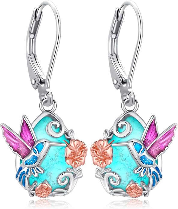 Tree of Life/Cat/Turtle/Butterfly/Flower/Celtic/Turquoise/Moonstone Dangle Earrings for Women Sterling Silver Cute Animals Drop Earrings Jewelry Gifts