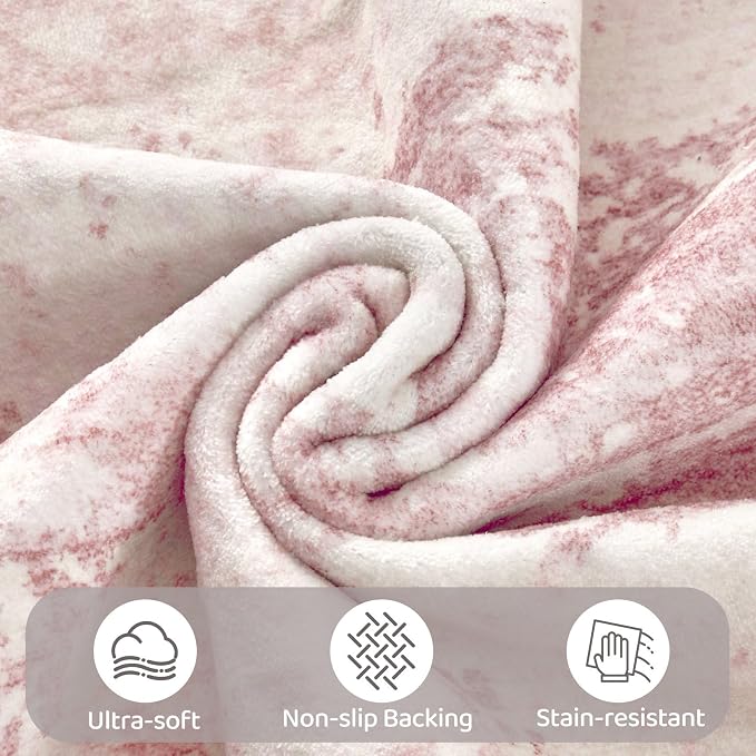UERMEI 5x7 Area Rug Living Room Rugs - Washable Neutral Modern Abstract Soft Thin Large Rug Indoor Floor No Slip Rug Carpet for Bedroom Under Dining Table Home Office Decor - Pink