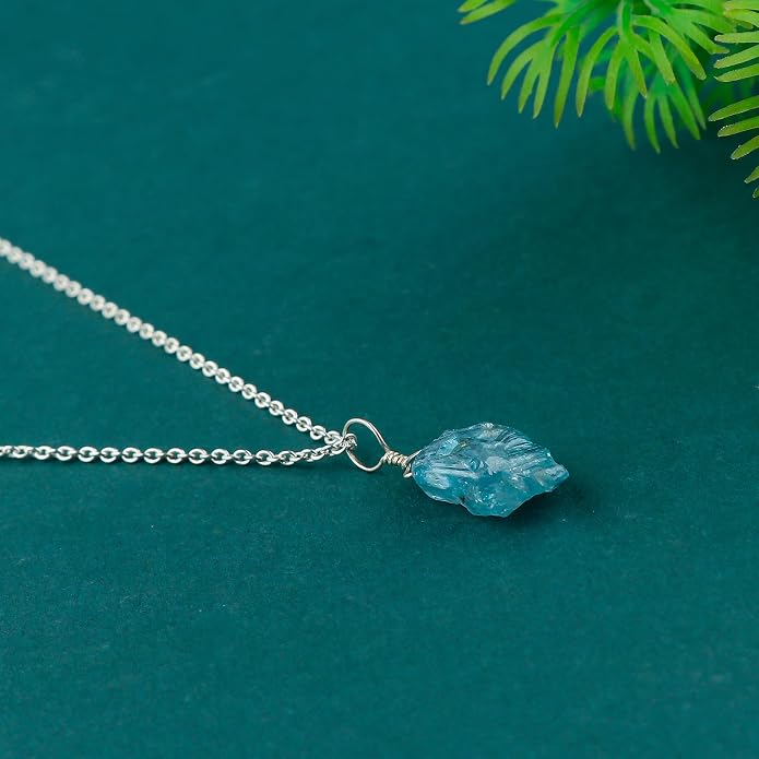 Natural Raw Gemstones Pendant Necklace, Rough Stones Dainty Jewelry, Handmade Bohemian Jewelry, Silver Plated Chain, Healing Crystals, Christmas Gift for Women