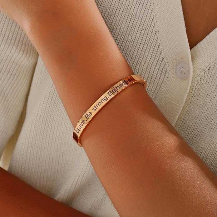 Inspirational Christian Bracelet for Women, Oval Engraved Bible Verse Love Bangle Cuff, Faith Scripture Jewelry, Religious Encouragement Gift for Mom Daughter Sister Friend