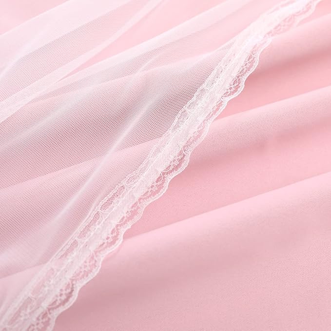 SOFJAGET Pink Blackout Curtains 96 Inch Long - Double Layers Mix & Match Elegance White Crushed Voile Curtains with Tie-Backs, Pink Drapes for Nursery, Girls Bedroom, LivingRoom, 2 PCs