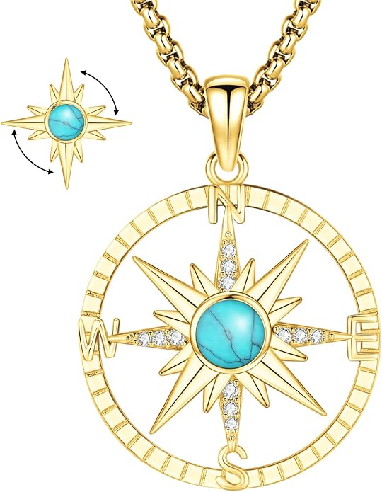 Compass Necklace for Women Men 925 Sterling Silver Pendant Urn Necklaces for Ashes Picture Locket Necklace Anchor Necklace Viking Necklace Crystals CZ Moonstone Abalone Shell Turquoise Compass Jewelry