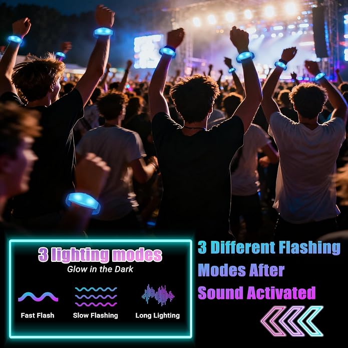 30 Pcs LED Glow Sound Activated Flashing Light Up for New Years Eve Glow in the Dark Party Supplies Christmas Party Favors Birthday Gift Carnival Concerts Night Events