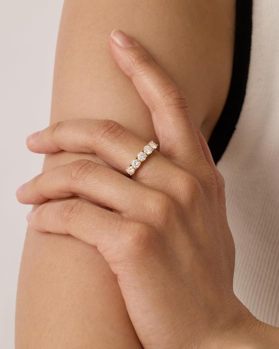 PAVOI 14K Gold Plated Premium Cubic Zirconia Engagement Ring for Women | Promise Eternity Ring Jewelry