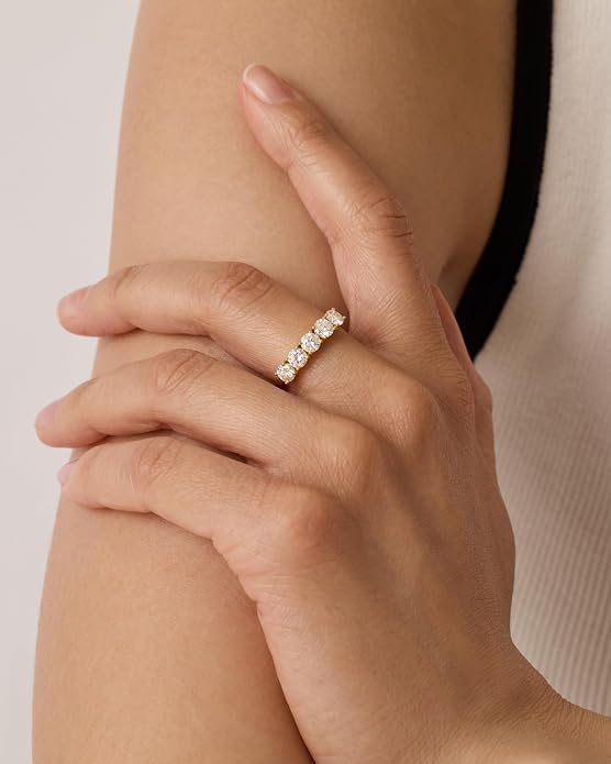 PAVOI 14K Gold Plated Premium Cubic Zirconia Engagement Ring for Women | Promise Eternity Ring Jewelry