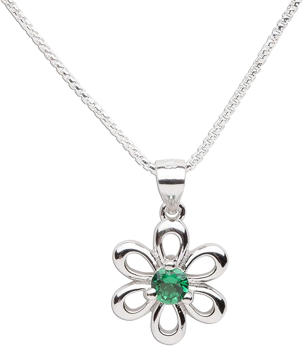 Cherished Moments .925 Sterling Silver Daisy Simulated Birthstone Necklace