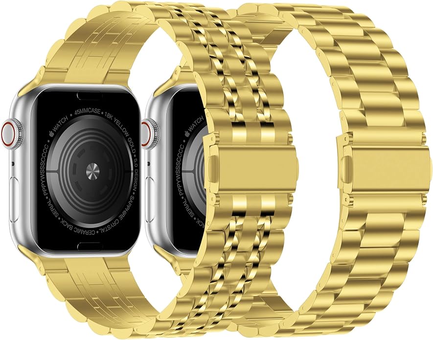 2-Pack Compatible for Apple Watch Band 46mm 42mm Series 11/10, 45mm 41mm Series 9/8/SE 3 Stainless Steel iWatch Ultra 3 Bands Men Women