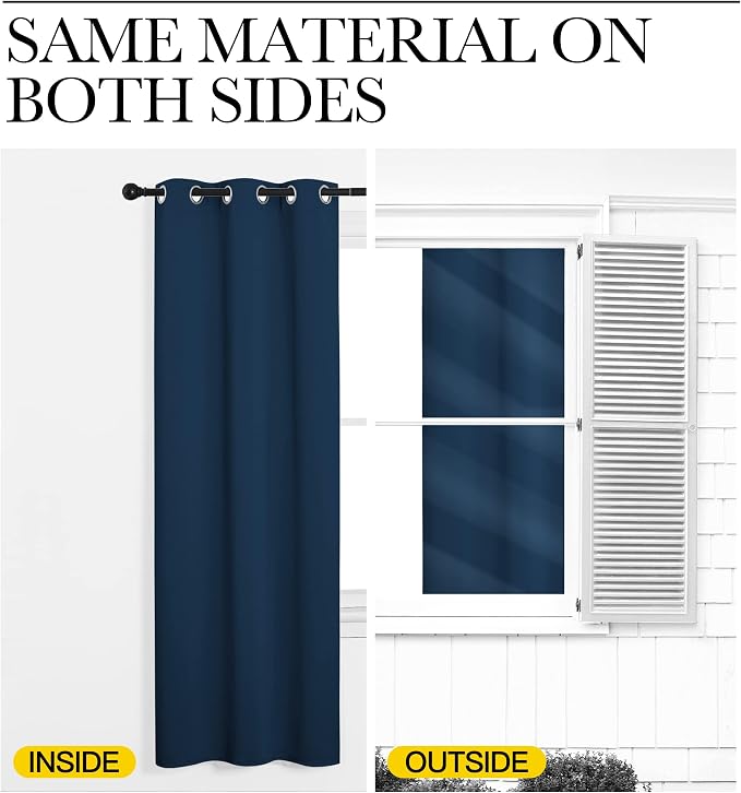 NICETOWN Moroccan Blue Blackout Curtains 78" Long, 55" Wide, 2 Pieces for Office, Dining, Guest Room - Sound Reducing, Heat and Cold Block Panels for Modern Decorative
