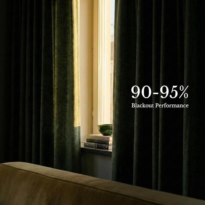 NICETOWN Heavy Linen Pinch Pleated Curtains 96 Inches Long with Hooks - Vintage Olive Green Room Darkening Drapes for Living Room & Bedroom, Energy Saving Modern Home Decor (40" Wide, 2 Panels)