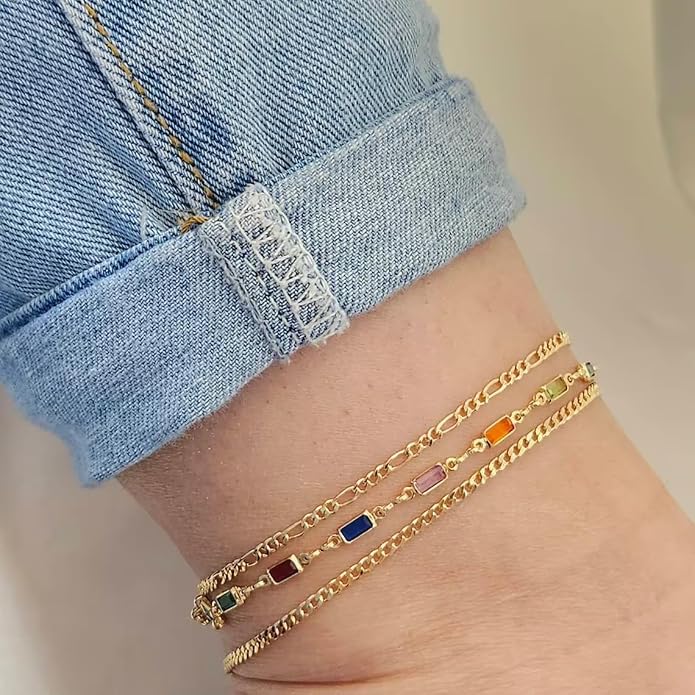Rotnso Anklets for Women 14K Gold Silver Plated Ankle Bracelets Trendy Waterproof Boho Anklets Set Adjustable Dainty Cute Diamond Beaded Heart Non Tarnish Summer Beach Jewelry Gift