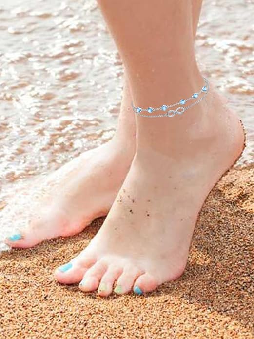Dorunmo Anklet Bracelets For Women 925 Sterling Silver Birthstone/Infinity/Butterfly/Evil Eye/Turtle/Pineapple/Starfish/Heart Anklets Bracelets Jewelry Gifts for Women