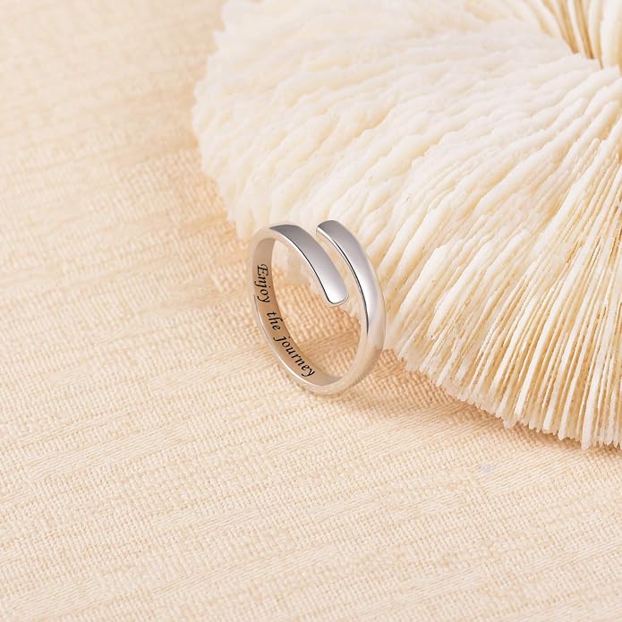 BEILIN 925 Sterling Silver Inspirational Jewelry Rings Adjustable Ring Personality Encouragement Gift for Teens Women